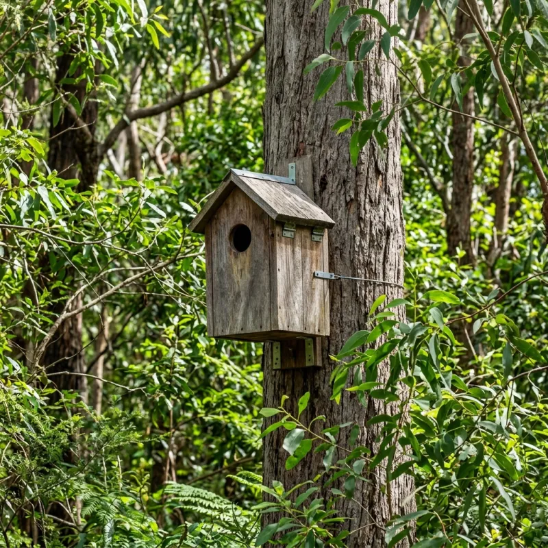 Animal nesting box installed as a humane alternative to a Somers roof cavity